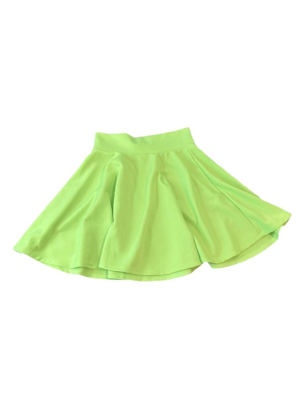 Johnny Lime Neon Green A-Line Skater Mini Skirt M Flared Y2K Rave Festival Club
